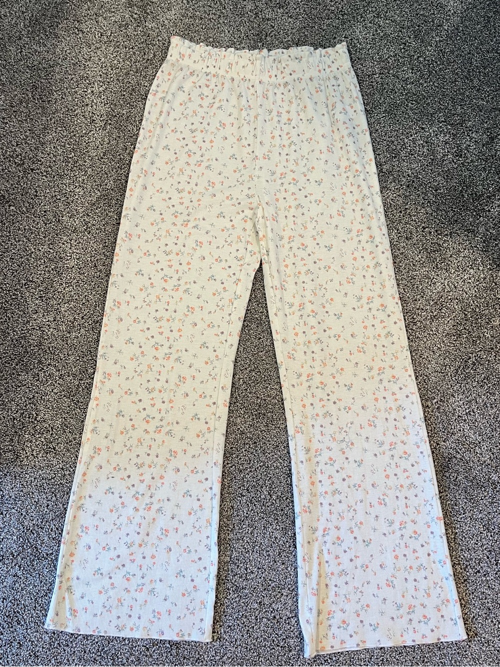 Neuflora Floral Print Pajama Pants Ribbed - Size S